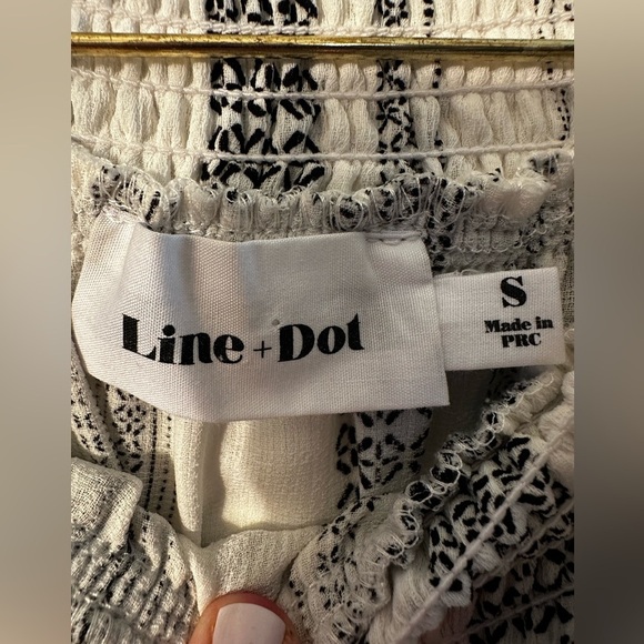 LINE + DOT Revolve SMALL Alexis Black White Pom Pom Gauzy Off Shoulder Mini Sexy - Picture 3 of 11